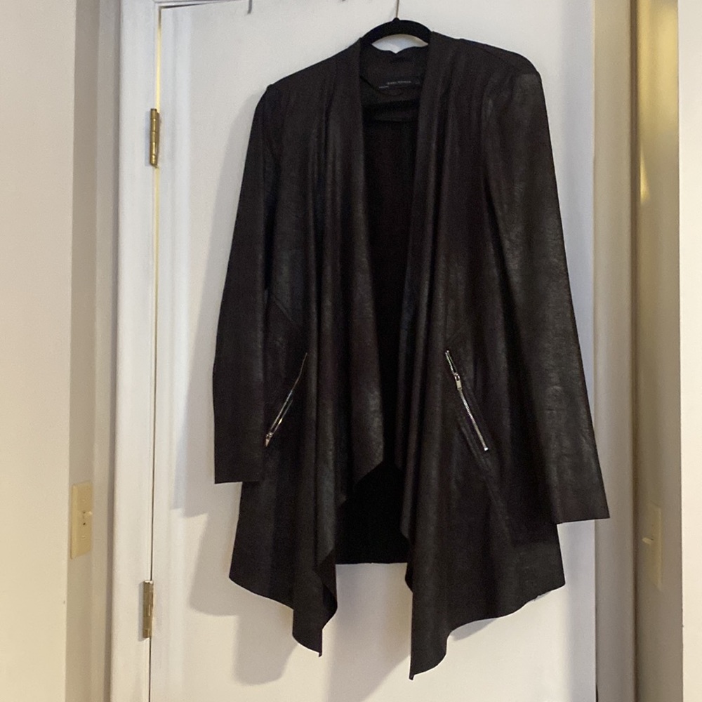 Zara Faux Suede Long Line Moto Style Jacket